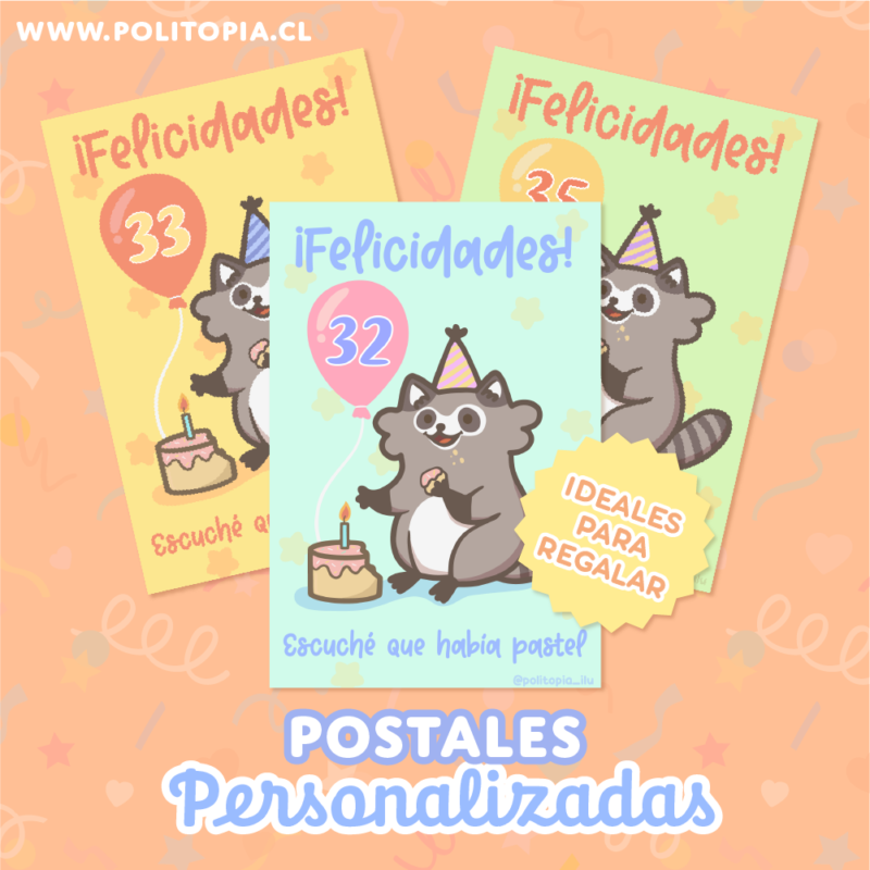Postal de Felicidades Mapache 🎂🎈