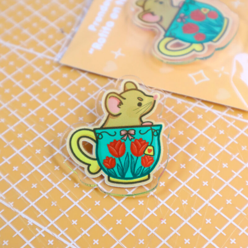 Prendedor Ratita en taza de té 🐁☕