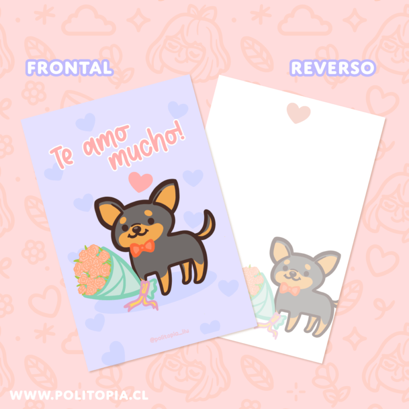 Tarjetas Amorosas Chiguagua con ramo