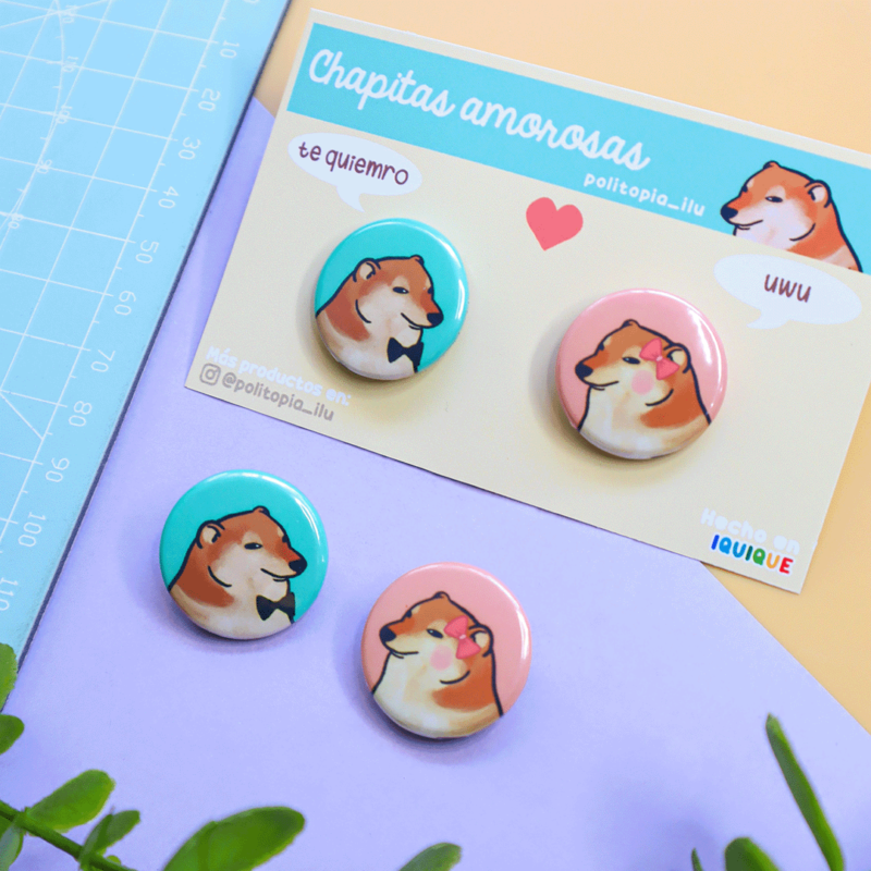 Chapitas pareja cheems 🐕💖 25mm