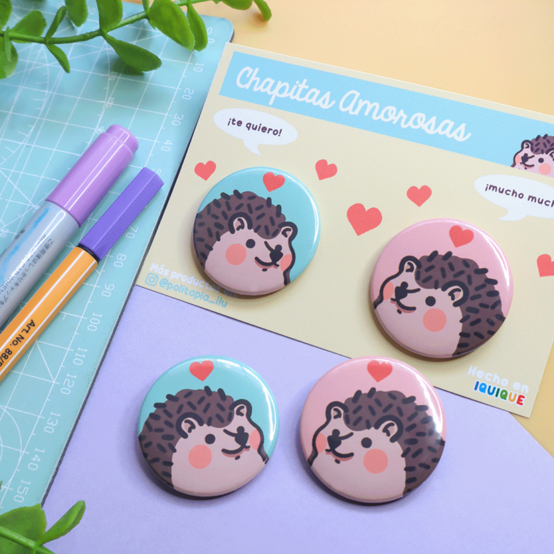 Chapitas pareja erizos 💖🦔 37mm