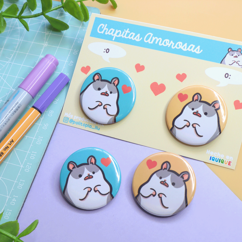 Chapitas pareja hamsters 🐹💖 37mm