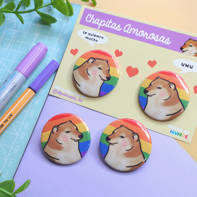 Chapitas pareja cheems🌈 37mm