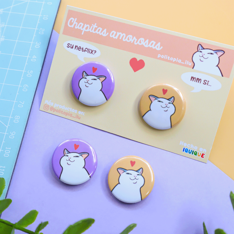 Chapitas pareja gatos 🐱💕 25mm
