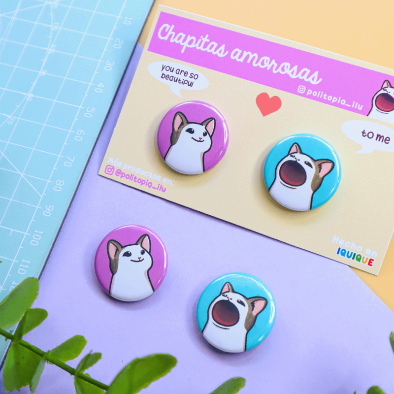 Chapitas pareja gatos POP 💕 25mm