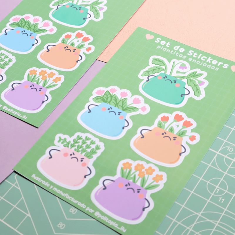 Set Sticker Plantitas enojadas