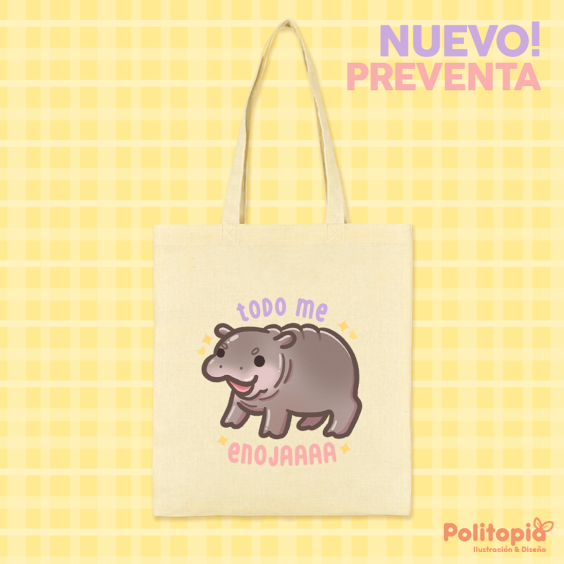 Totebag Hippo Todo me enoja 🌸