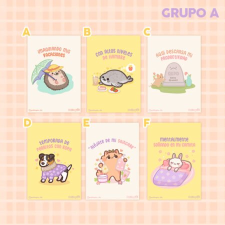 Postal decorativa ilustrada Grupo A