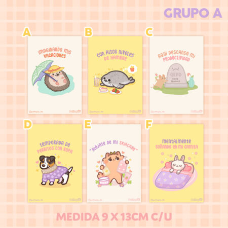 Postal decorativa ilustrada Grupo A
