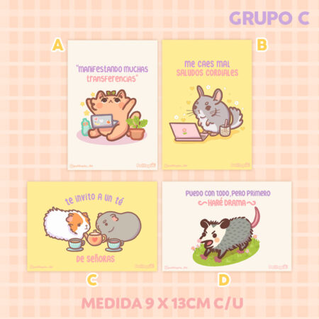 Postal decorativa ilustrada Grupo C