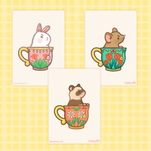 Postal decorativa ilustrada Fiesta del Té