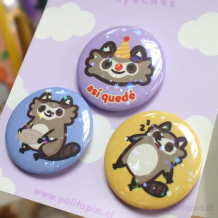 Set chapitas Mapaches